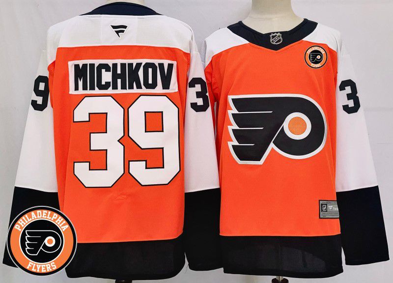 Men Philadelphia Flyers #39 Michkov Orange Fanatics 2025 NHL Jersey style 2